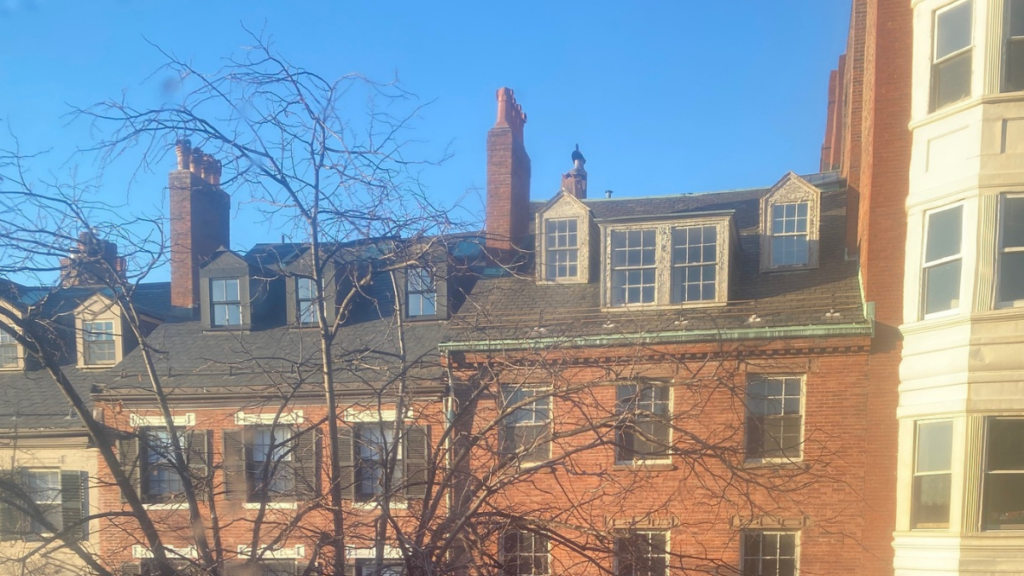 The view of Chestnut street from Beacon Hill Friends House